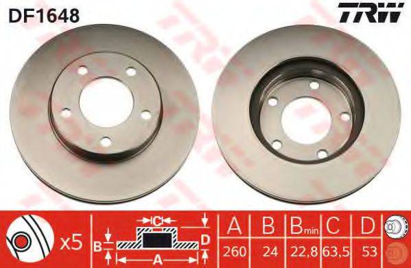 TRW DF1648 Тормозной диск