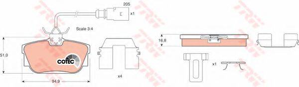 TRW GDB1369 Комплект тормозных колодок, дисковый тормоз