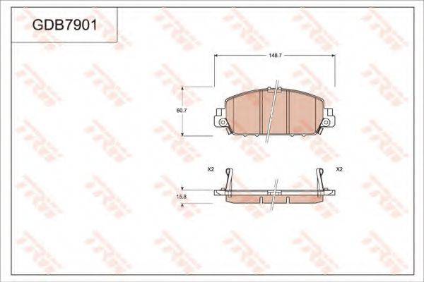 TRW GDB7901 Комплект тормозных колодок, дисковый тормоз