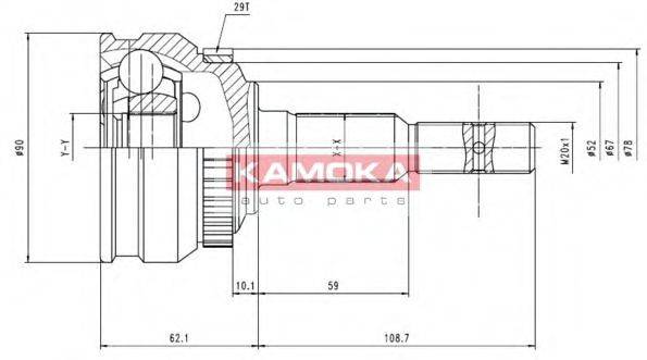 KAMOKA 6200 Шарнирный комплект, приводной вал