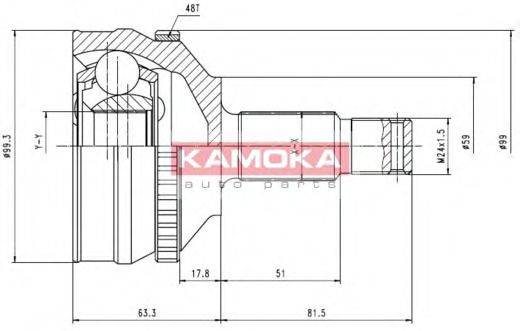 KAMOKA 6576 Шарнирный комплект, приводной вал