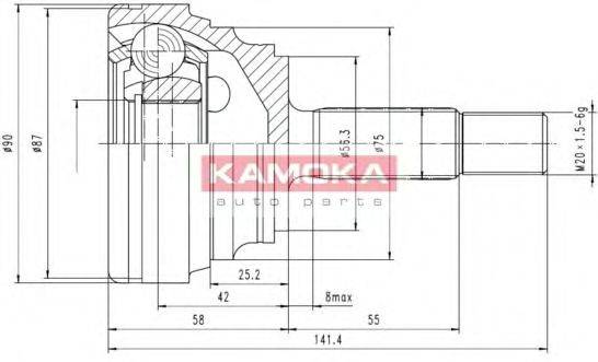 KAMOKA 6600 Шарнирный комплект, приводной вал