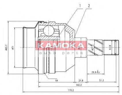 KAMOKA 8009 Шарнирный комплект, приводной вал