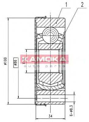 KAMOKA 8096 Шарнирный комплект, приводной вал