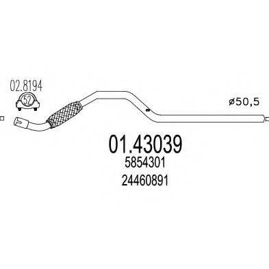 MTS 0143039 Труба выхлопного газа