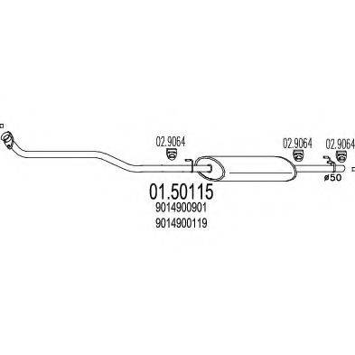 MTS 0150115 Средний глушитель выхлопных газов