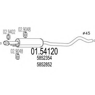 MTS 0154120 Средний глушитель выхлопных газов