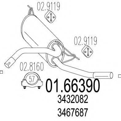 MTS 0166390 Глушитель выхлопных газов конечный