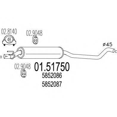 MTS 0151750 Средний глушитель выхлопных газов