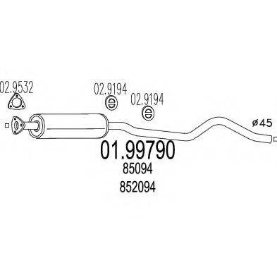 MTS 0199790 Средний глушитель выхлопных газов