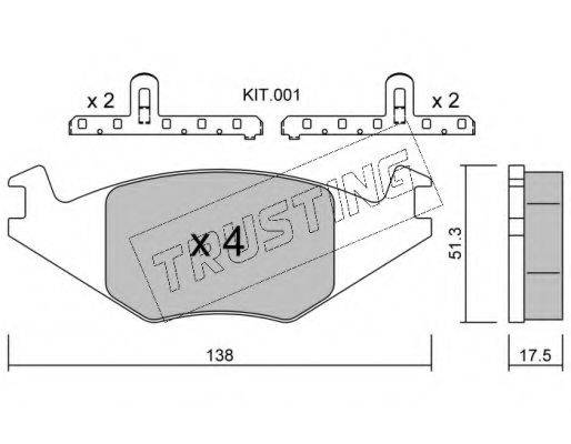 TRUSTING 0490K Комплект тормозных колодок, дисковый тормоз