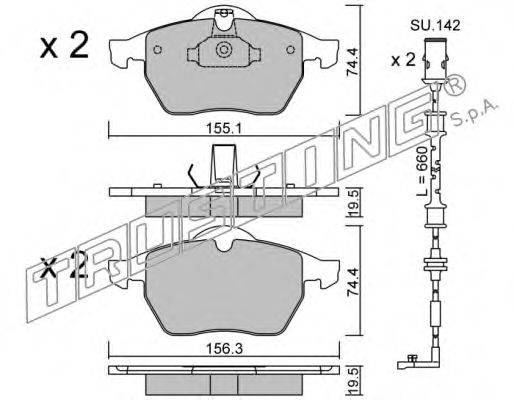 TRUSTING 1203W Комплект тормозных колодок, дисковый тормоз