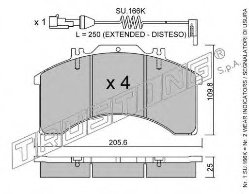 TRUSTING 5960W Комплект тормозных колодок, дисковый тормоз