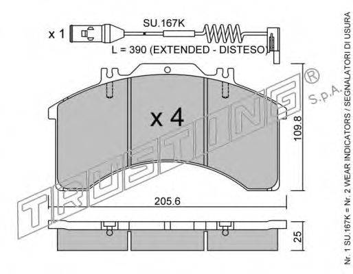 TRUSTING 5961W Комплект тормозных колодок, дисковый тормоз