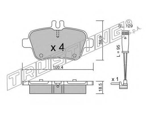 TRUSTING 9820W Комплект тормозных колодок, дисковый тормоз