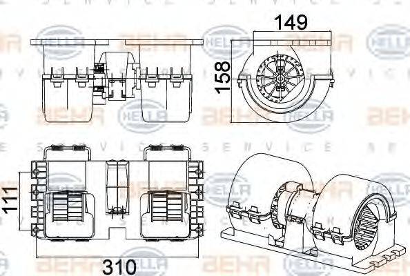 HELLA 8EW351043091 Вентилятор салона