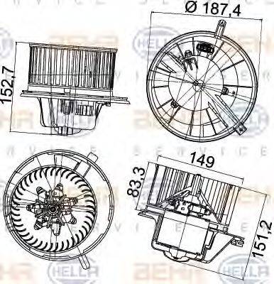 HELLA 8EW351043211 Вентилятор салона