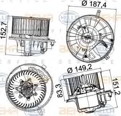 HELLA 8EW351043221 Вентилятор салона