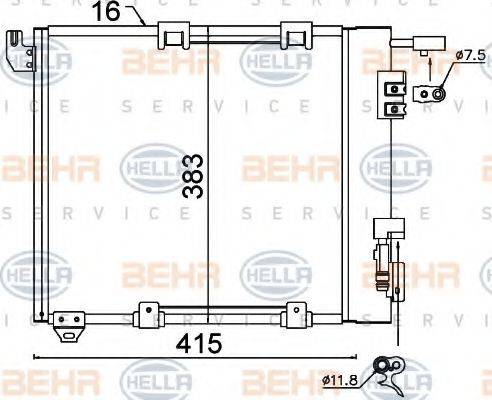 HELLA 8FC351301374 Конденсатор, кондиционер