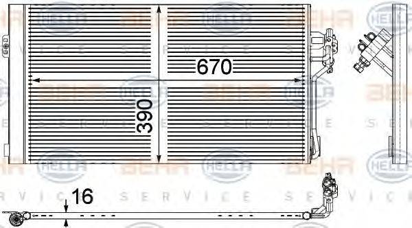 HELLA 8FC351343011 Конденсатор, кондиционер