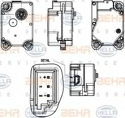 HELLA 6NW351344011 Регулировочный элемент, смесительный клапан