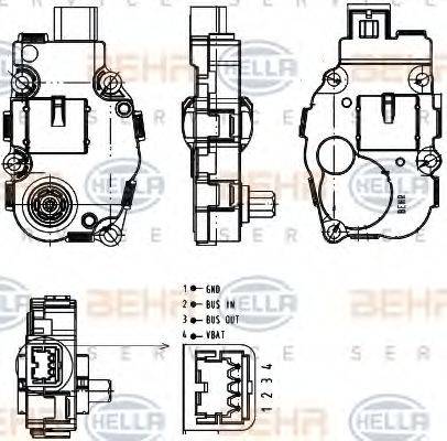 HELLA 6NW351344041 Регулировочный элемент, смесительный клапан