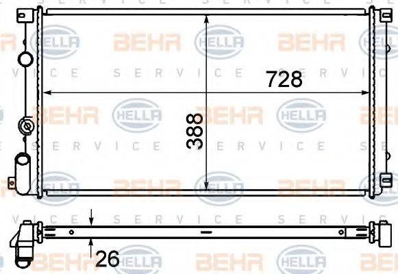 HELLA 8MK376700651 Радиатор, охлаждение двигателя