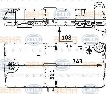 HELLA 8MA376705331 Компенсационный бак, охлаждающая жидкость