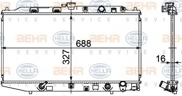 HELLA 8MK376707651 Радиатор, охлаждение двигателя