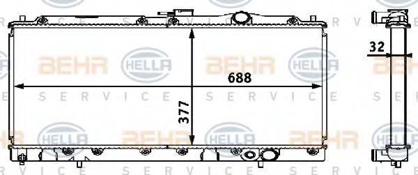 HELLA 8MK376708321 Радиатор, охлаждение двигателя