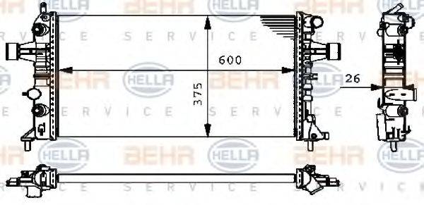 HELLA 8MK376710321 Радиатор, охлаждение двигателя