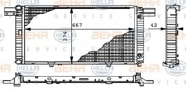 HELLA 8MK376711451 Радиатор, охлаждение двигателя