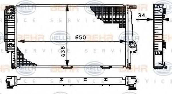 HELLA 8MK376712381 Радиатор, охлаждение двигателя