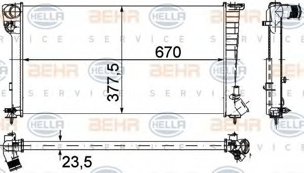 HELLA 8MK376715521 Радиатор, охлаждение двигателя