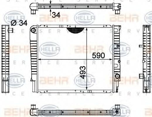 HELLA 8MK376721001 Радиатор, охлаждение двигателя