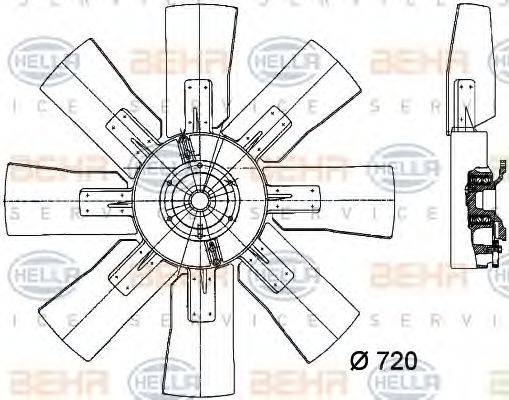 HELLA 8MV376728621 Вентилятор, охлаждение двигателя