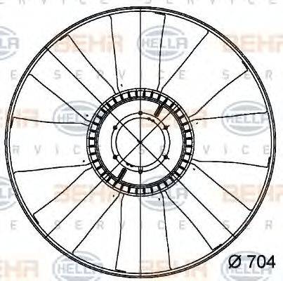 HELLA 8MV376728771 Крыльчатка вентилятора, охлаждение двигателя