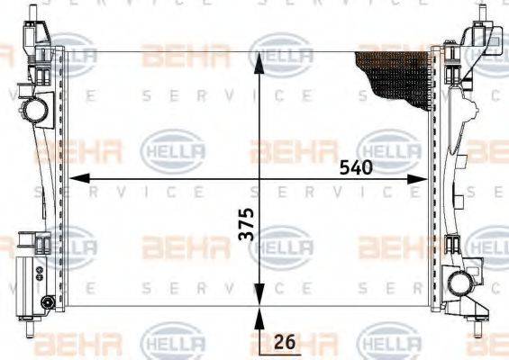 HELLA 8MK376728781 Радиатор, охлаждение двигателя