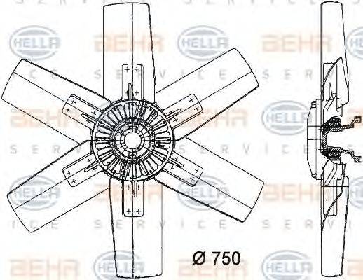 HELLA 8MV376730311 Вентилятор, охлаждение двигателя