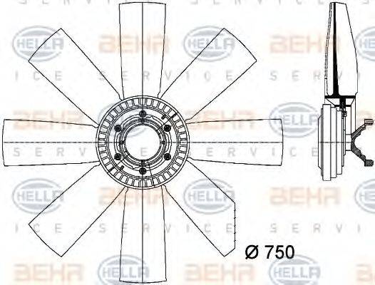 HELLA 8MV376731451 Вентилятор, охлаждение двигателя