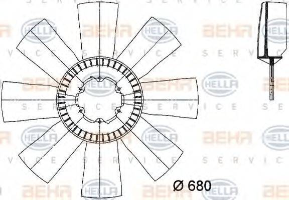 HELLA 8MV376733071 Крыльчатка вентилятора, охлаждение двигателя