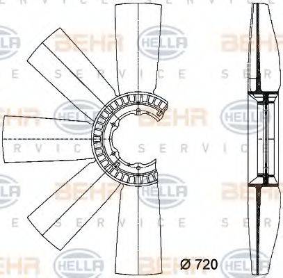 HELLA 8MV376733091 Крыльчатка вентилятора, охлаждение двигателя