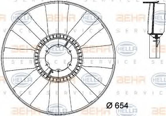 HELLA 8MV376733101 Крыльчатка вентилятора, охлаждение двигателя