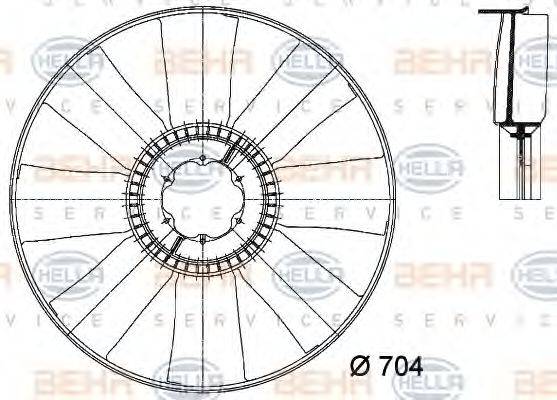 HELLA 8MV376733131 Крыльчатка вентилятора, охлаждение двигателя