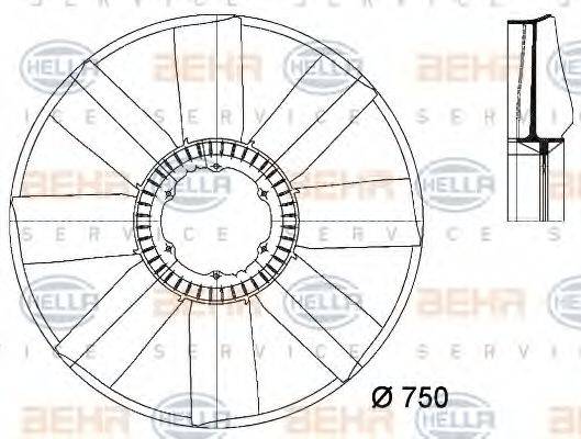 HELLA 8MV376733231 Крыльчатка вентилятора, охлаждение двигателя