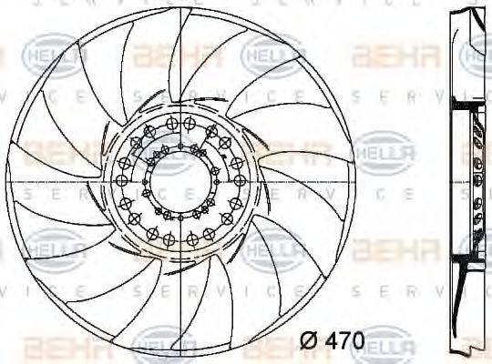 HELLA 8MV376733241 Крыльчатка вентилятора, охлаждение двигателя