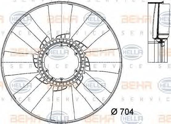 HELLA 8MV376733251 Крыльчатка вентилятора, охлаждение двигателя