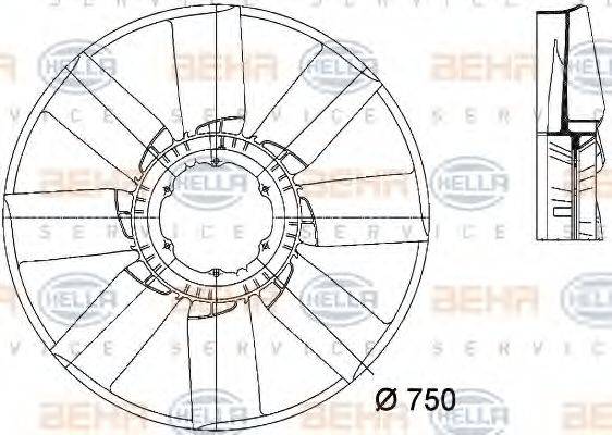 HELLA 8MV376733261 Крыльчатка вентилятора, охлаждение двигателя