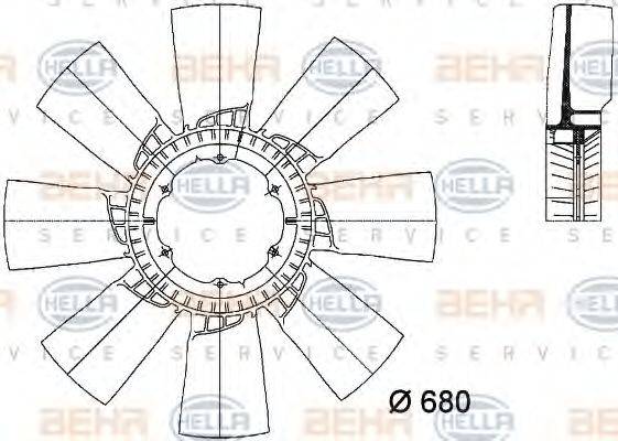 HELLA 8MV376733271 Крыльчатка вентилятора, охлаждение двигателя