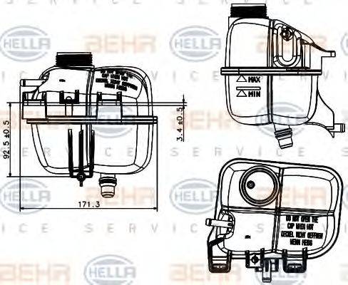 HELLA 8MA376737221 Компенсационный бак, охлаждающая жидкость